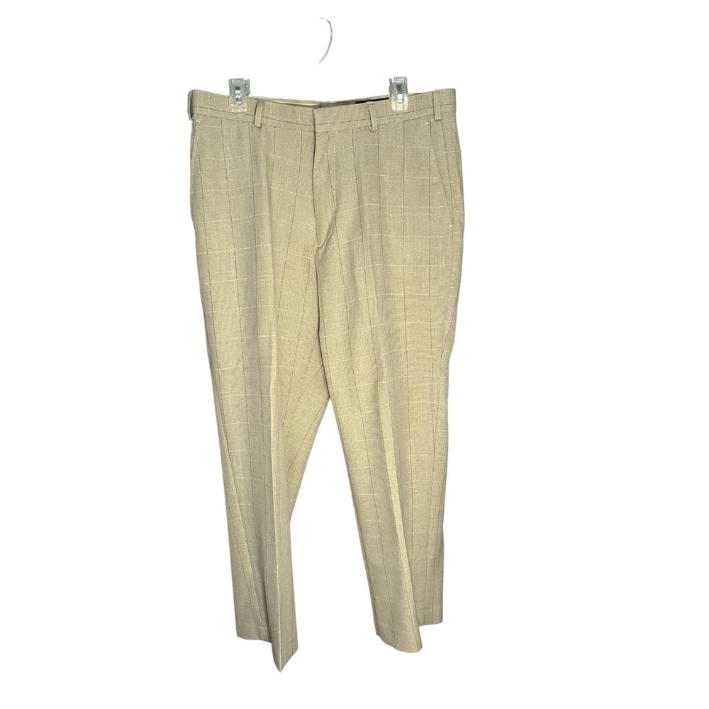 Haband Men's NWOT Grid Fine Check Pattern Polyester Dress Trouser Pants 36S